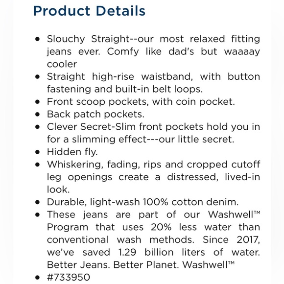 #018 Old Navy women high-rise ripped distressed look! slouchy straight jeans. - Picture 9 of 9